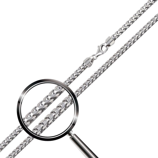 Rhodium Plated Sterling Silver 2.3mm Franco Chain