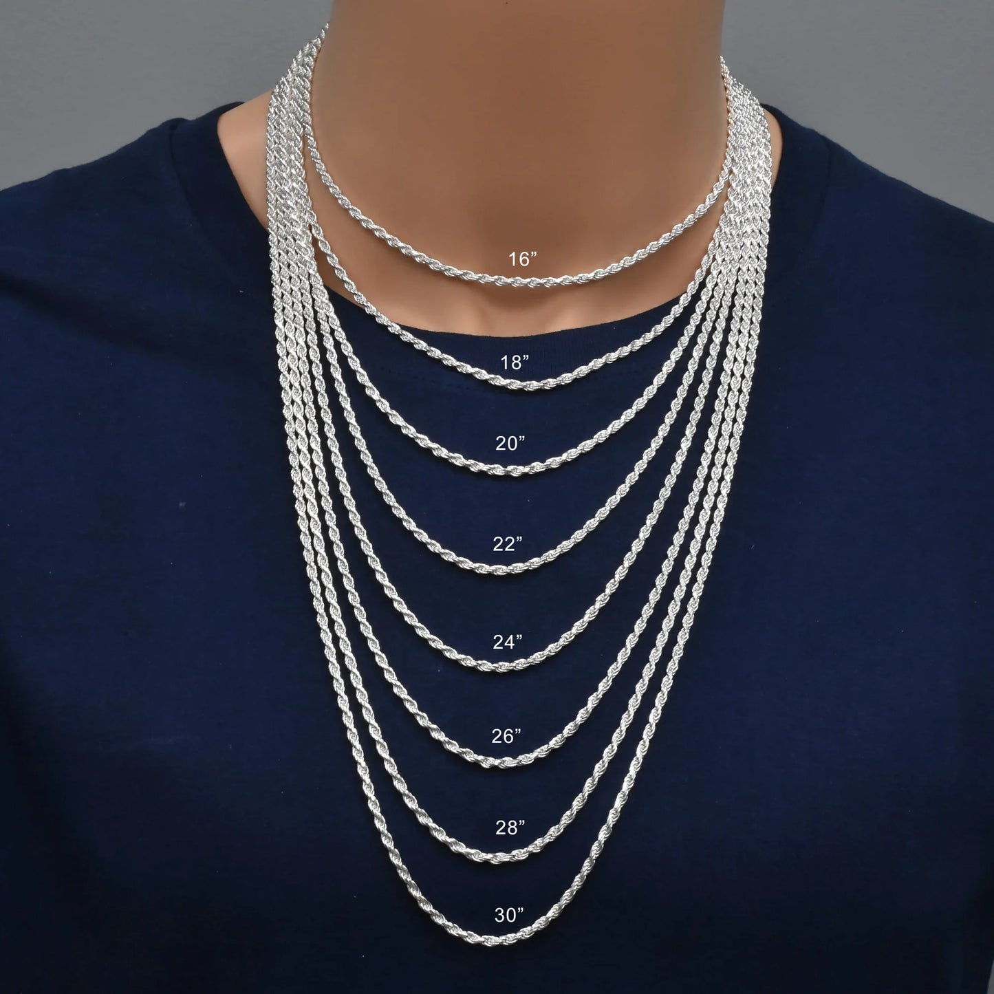 Sterling Silver 3.1mm Flex Rope Chain