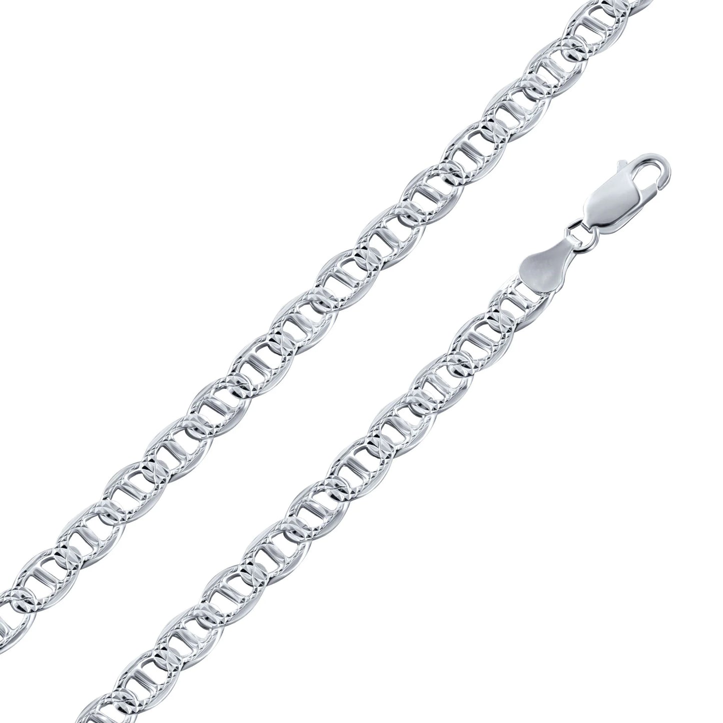 Sterling Silver 5.2mm Flat Marina 1 Sided Chain