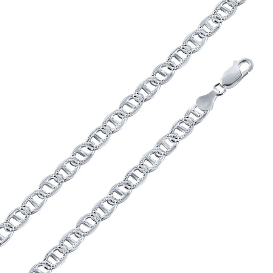 Sterling Silver 5.2mm Flat Marina 1 Sided Chain