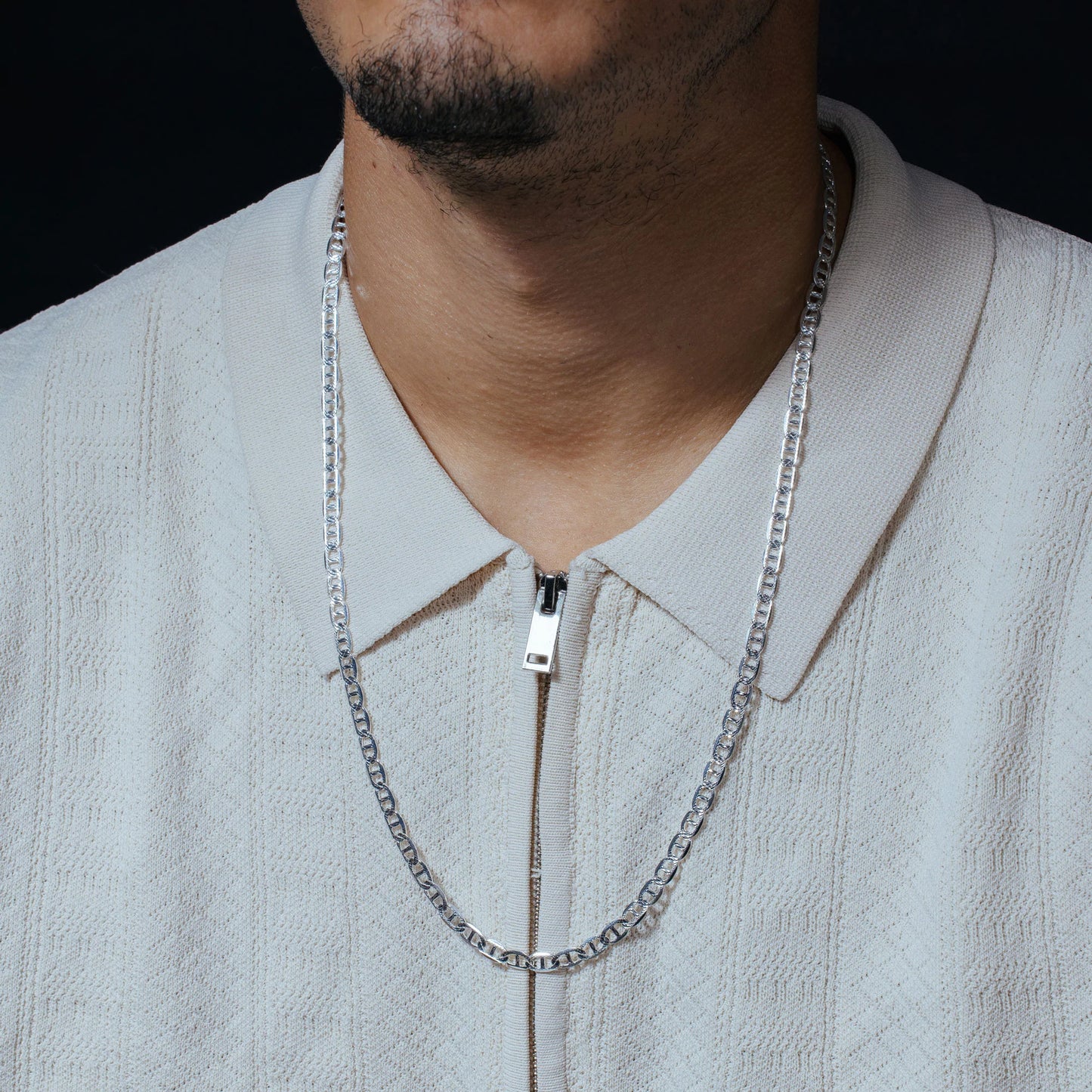 Sterling Silver 5.2mm Flat Marina 1 Sided Chain