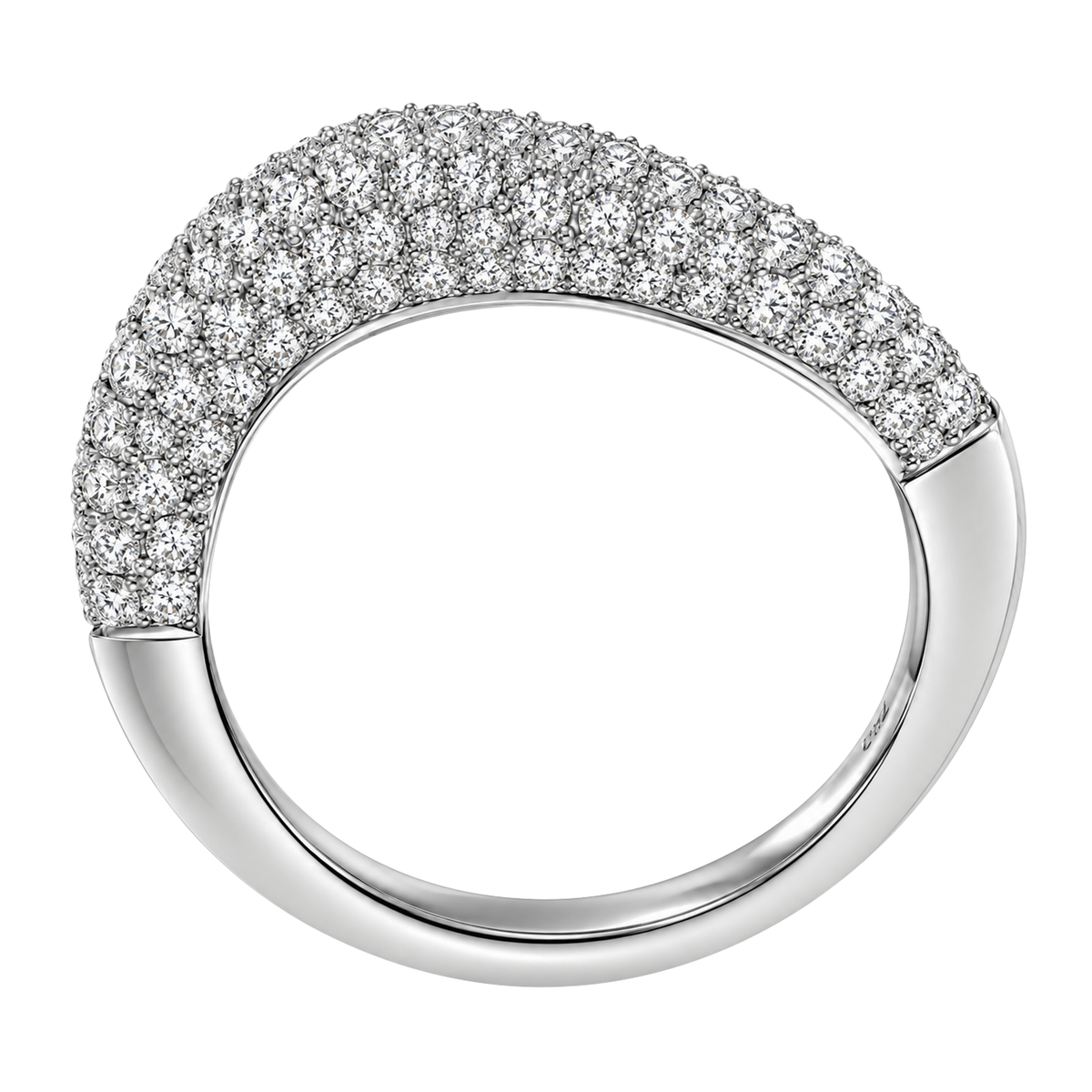 18K White Gold Wave Pave Diamond Ring
