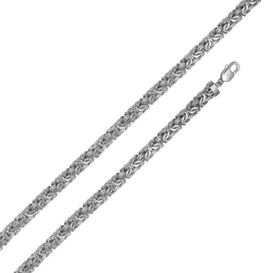 Sterling Silver 8.1mm Flat Byzantine Chain