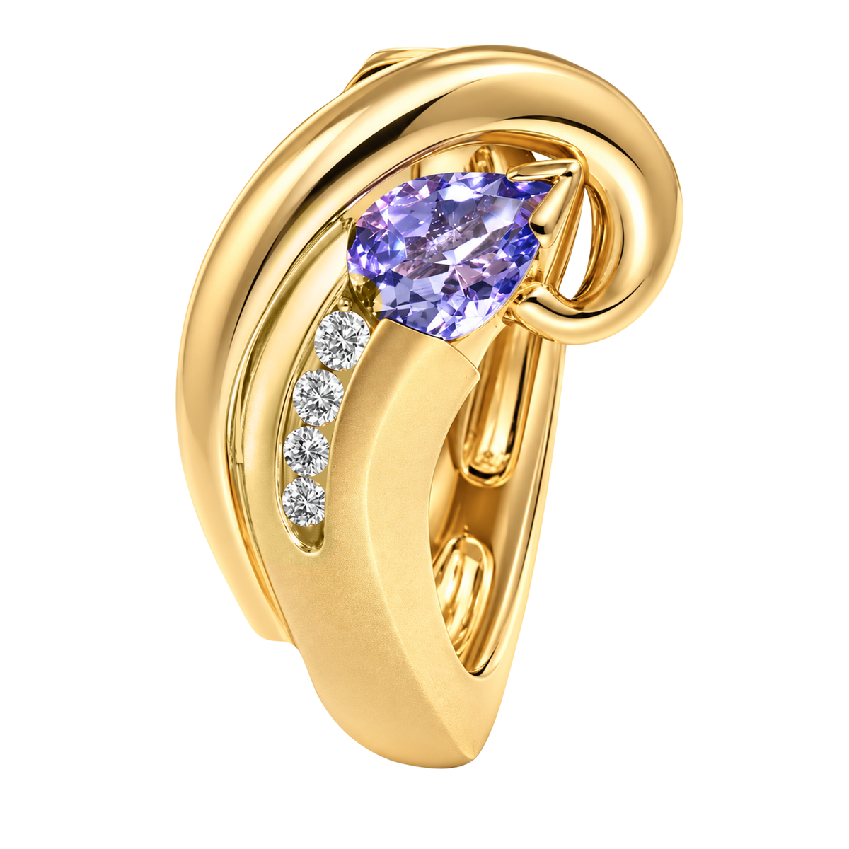 14K White & Yellow Gold Pear Cut Tanzanite Ring