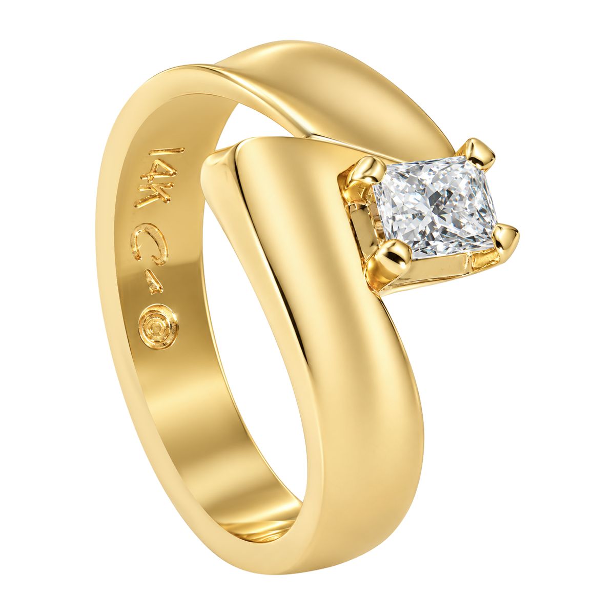 14K Yellow Gold Emerald Cut Diamond Ring