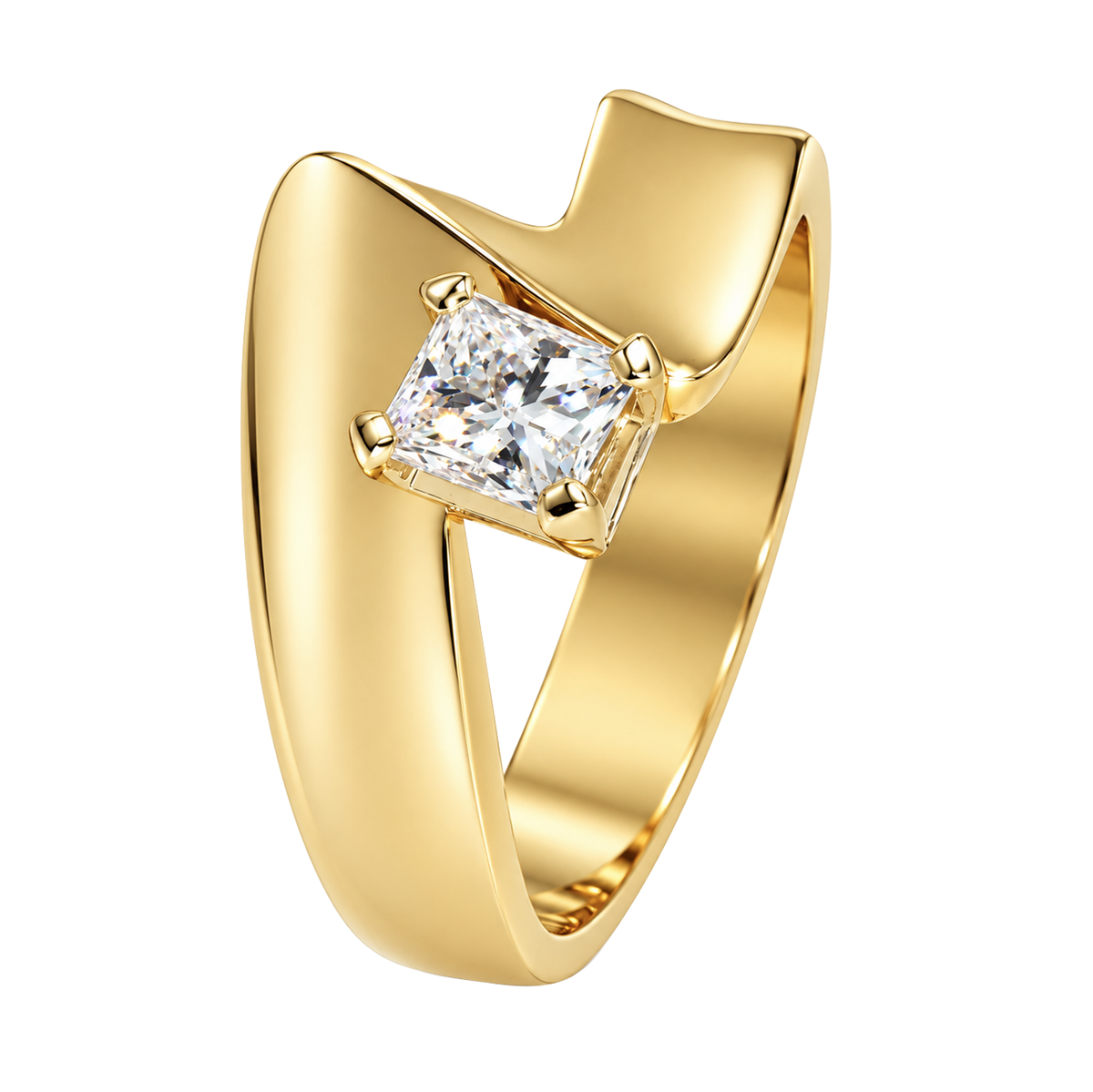 14K Yellow Gold Emerald Cut Diamond Ring