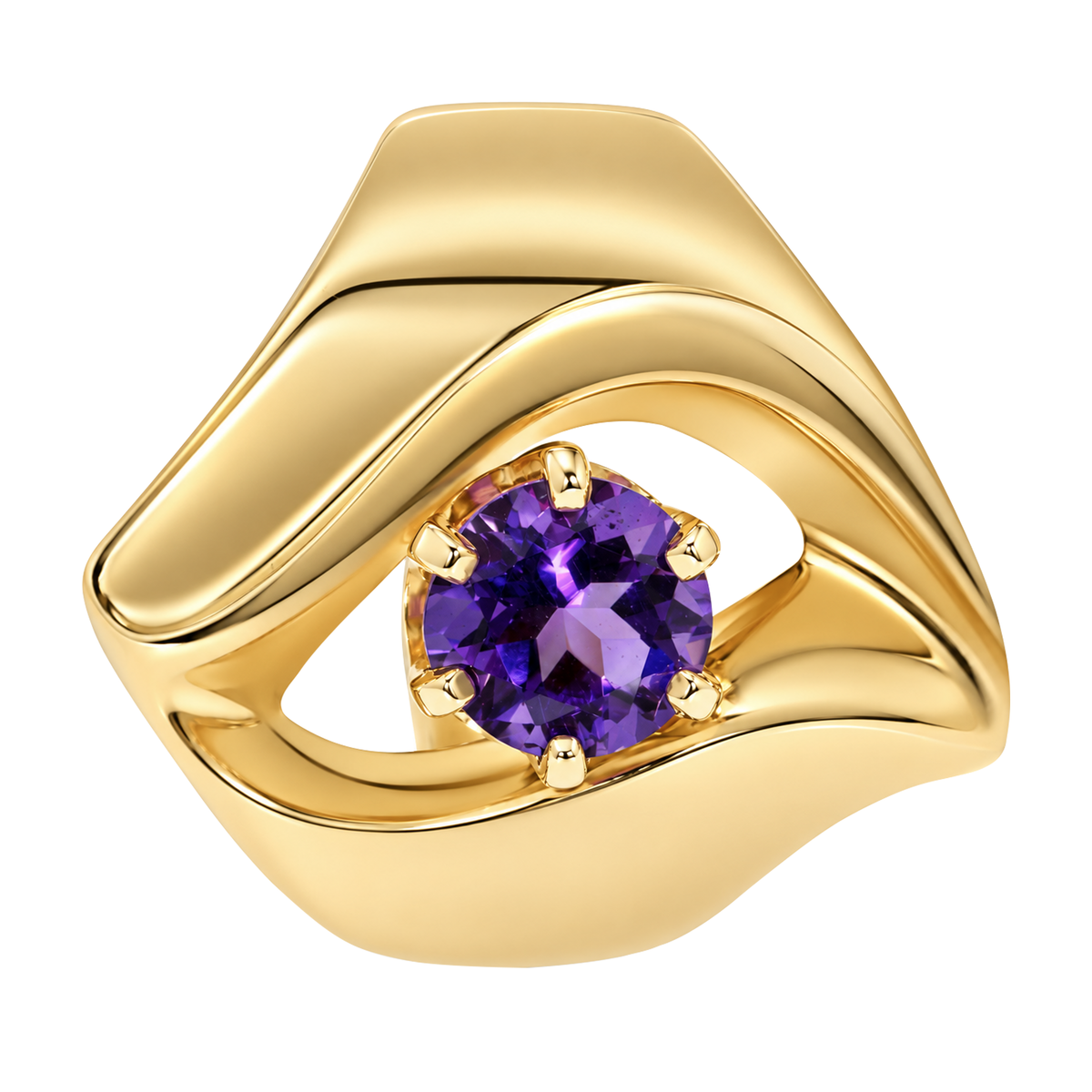 14K Yellow Gold Amethyst Swirl Ring