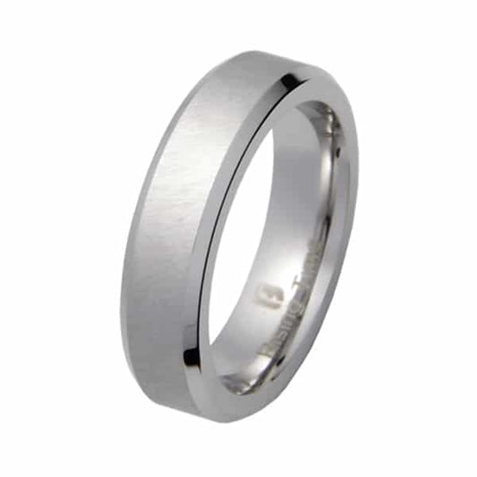 Cobalt Men's Brushed 5mm Flat Wedding Band with High Polished Edges by Rising Time