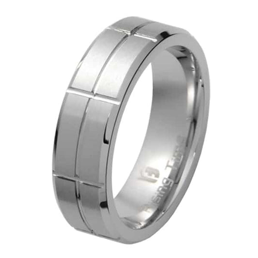 Bordered Titanium Band by Rising Time