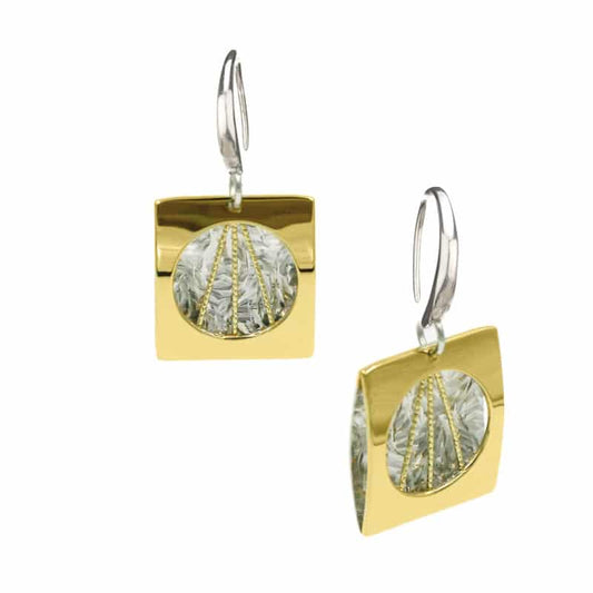 Sterling Silver and Yellow Gold Plated Cosmic Earrings by Frederic Duclos