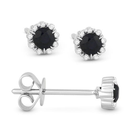 14K White Gold Sapphire and Diamond Stud Earrings by Madison L