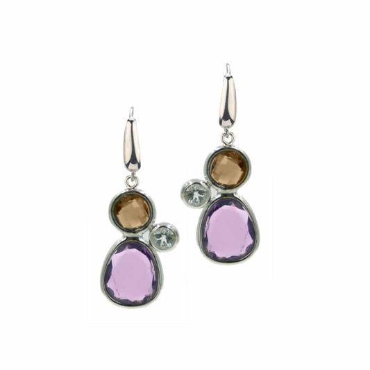 Sterling Silver Amethyst, Labradorite and White Topaz Charlotte Earrings by Frederic Duclos