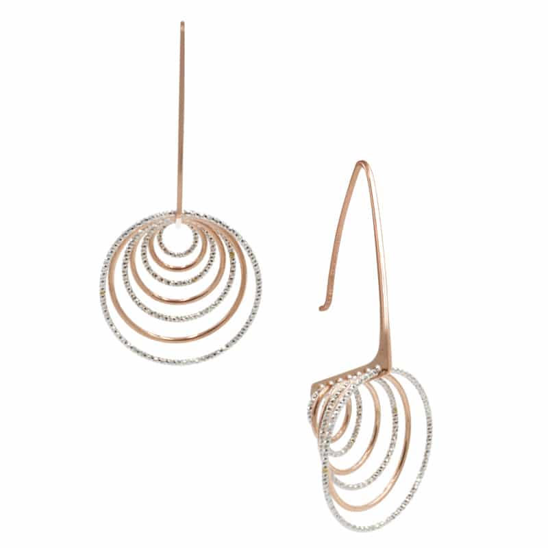 Sterling Silver Rose Gold Plated Polished Circle Earrings by Frederic Duclos