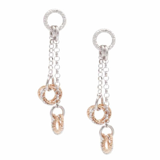 Sterling Silver Rose Gold Plated Love Knot Drop Earrings by Frederic Duclos