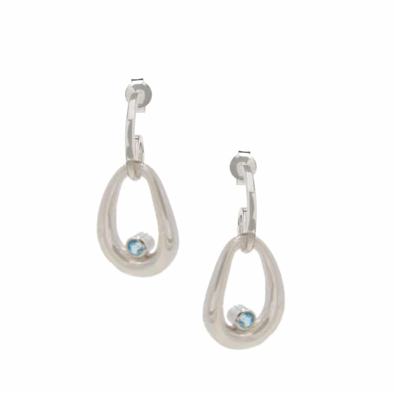 Sterling Silver and Blue Topaz (Irradiated) Trixie Earrings by Frederic Duclos