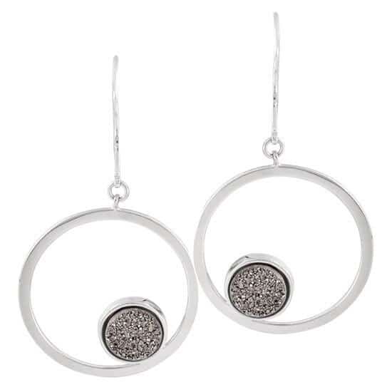 Sterling Silver Lightning Druzy Quartz Dangle Earrings by Frederic Duclos