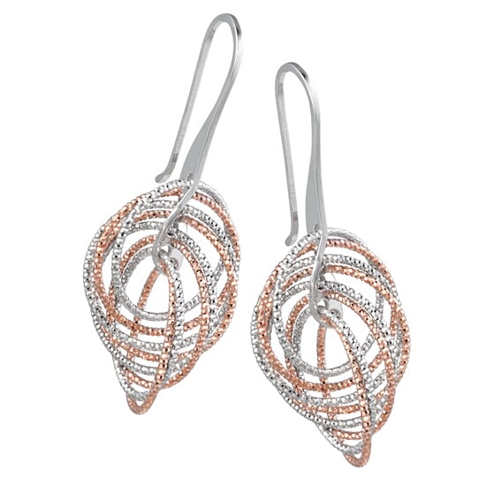 Sterling Silver Rose Gold Plated Circle Twist Earring by Frederic Duclos