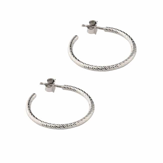 Sterling Silver 1 inch Sparkle Hoop Earring by Frederic Duclos