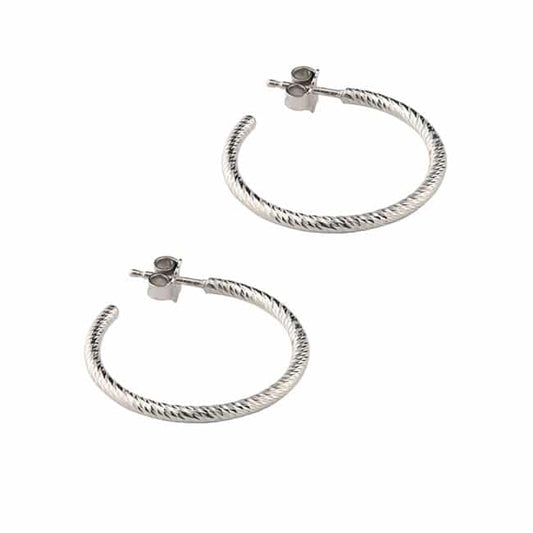 Sterling Silver 1 inch Sparkle Hoop Earring by Frederic Duclos