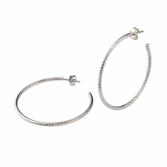 Sterling Silver 1 3/4 inch Sparkle Hoop Earring by Frederic Duclos