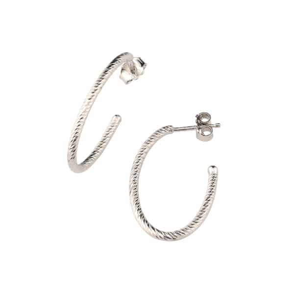 Sterling Silver Small Oval Sparkle Hoop Earrings by Frederic Duclos