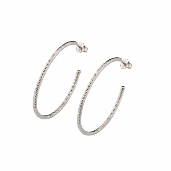 Sterling Silver Medium Roung Sparkle Hoop Earrings by Frederic Duclos