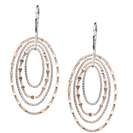 Sterling Silver Rose Gold-Plated Mirrors Oval Earrings by Frederic Duclos