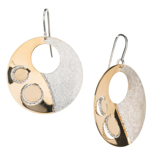 Sterling Silver and Rose Gold Vermeil Circle Dangle Earrings by Frederic Duclos