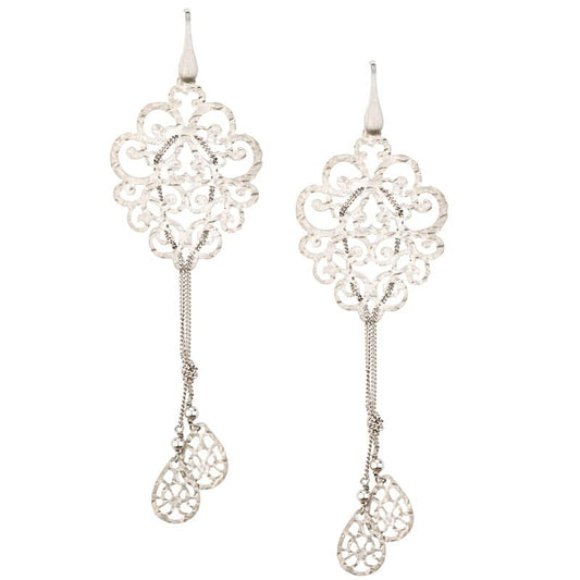 Sterling Silver Scroll Chandelier Dangle Earings by Frederic Duclos