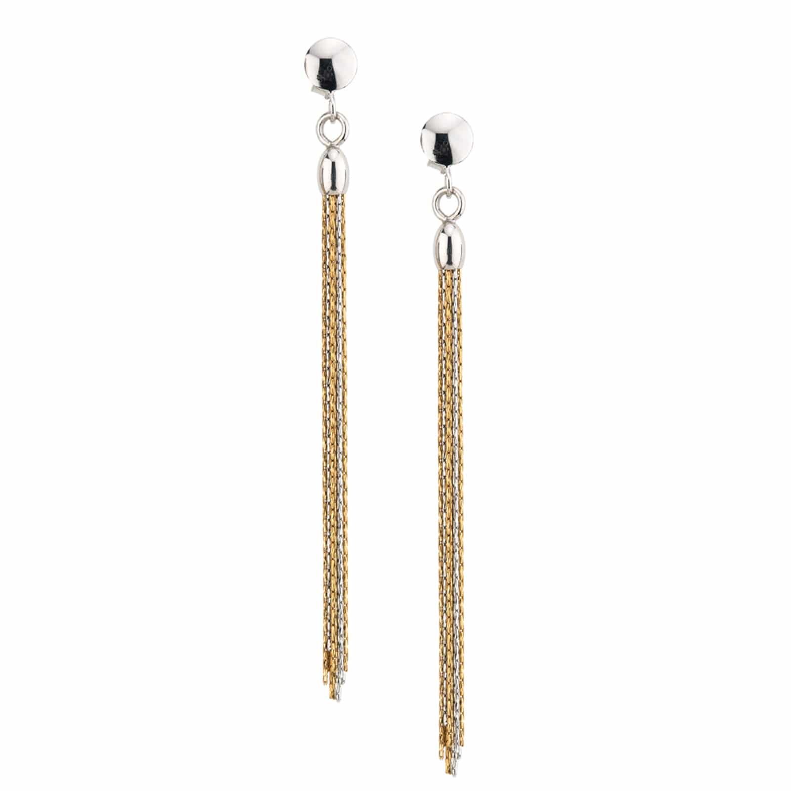 Sterling Silver and Gold Vermeil Tassle Chain Dangle Earrings by Frederic Duclos