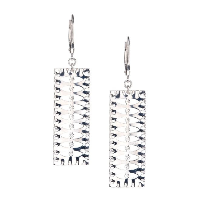 Sterling Silver Rectangle Lattice Dangle Earrings by Frederic Duclos