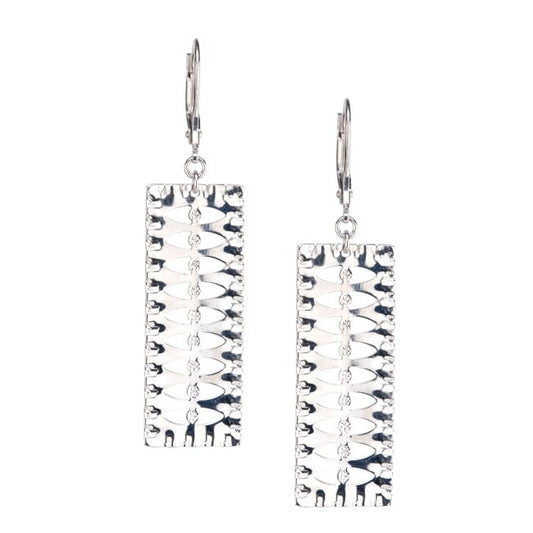 Sterling Silver Rectangle Lattice Dangle Earrings by Frederic Duclos