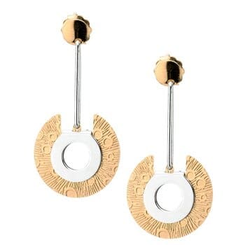 Sterling Silver and Gold Vermeil Circle Earrings by Frederic Duclos