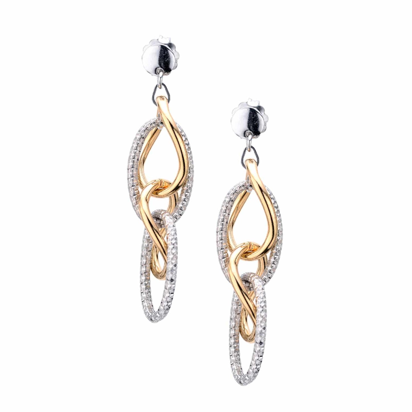 Sterling Silver and Gold Vermeil Link Earrings by Frederic Duclos