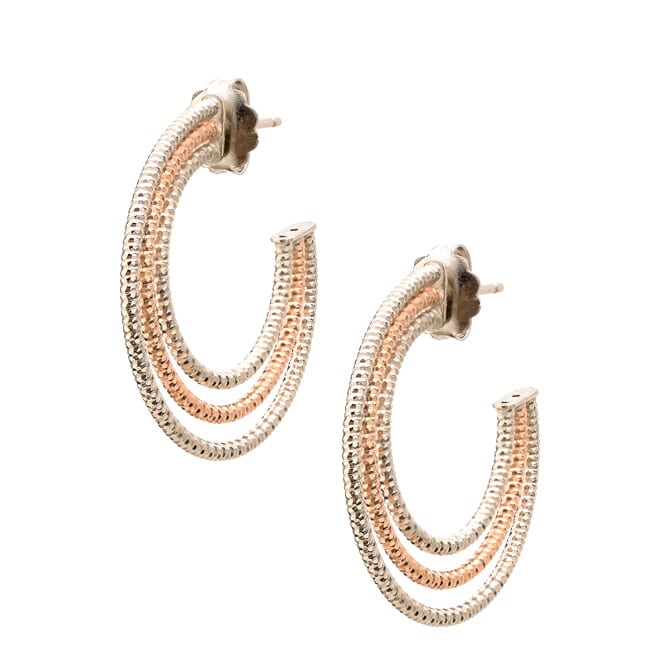 Sterling Silver Rose Gold Plated Triple Hoop by Frederic Duclos