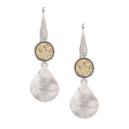 Sterling Silver Gold Coated Drusy Naomi Earrings by Frederic Duclos