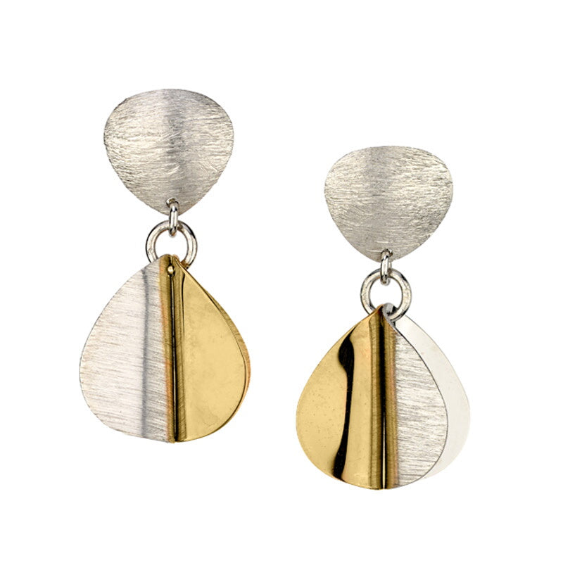 Sterling Silver & Yellow Gold Plated Sectional Earrings by Frederic Duclos