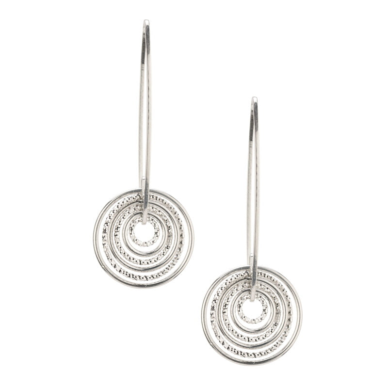 Sterling Silver Smooth And Sparkle Earrings by Frederic Duclos