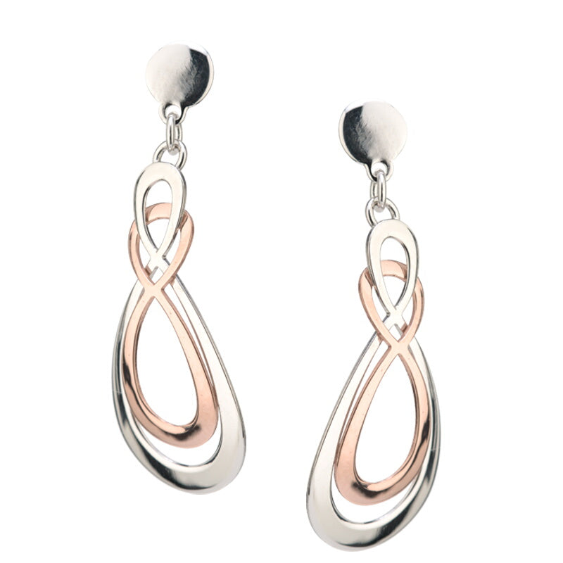 Sterling Silver And Rose Gold Plated Pear Shaped Earrings by Frederic Duclos