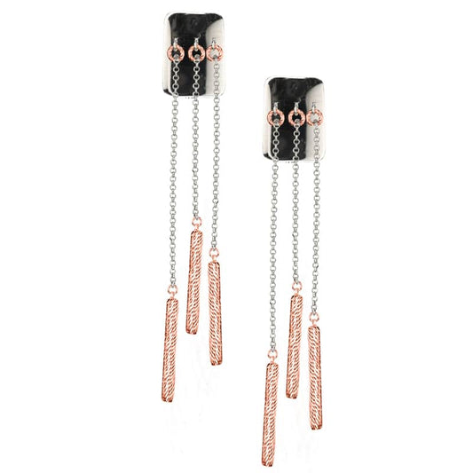 Sterling Silver and Rose Gold Plated Tabs and Tubes Earrings by Frederic Duclos