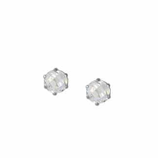 Sterling Silver Round Cut Cubic Zirconia Stud Earrings by Boma