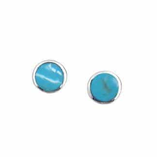 Sterling Silver 6mm Round Turquoise Stud Earrings by Boma