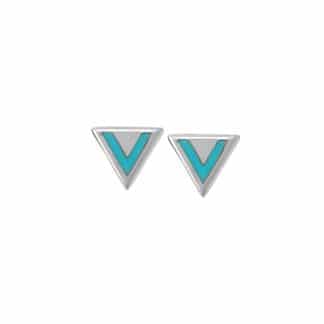 Sterling Silver Triangle Turquoise Stud Earrings by Boma