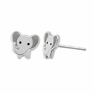 Sterling Silver Elephant Stud Earrings with Grey Resin by Boma