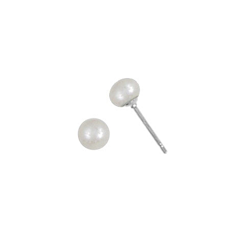 Sterling Silver Stud Earrings with White Pearl by Boma