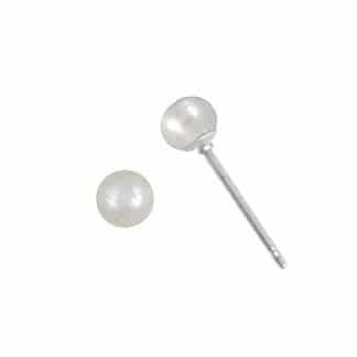 Sterling Silver White Pearl Stud Earrings by Boma