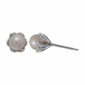 Sterling Silver 6mm Pearl Stud Earrings by Boma