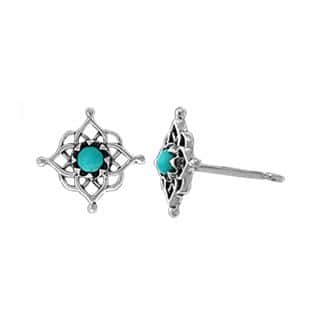 Sterling Silver Turquoise Filigree Stud Earrings by Boma