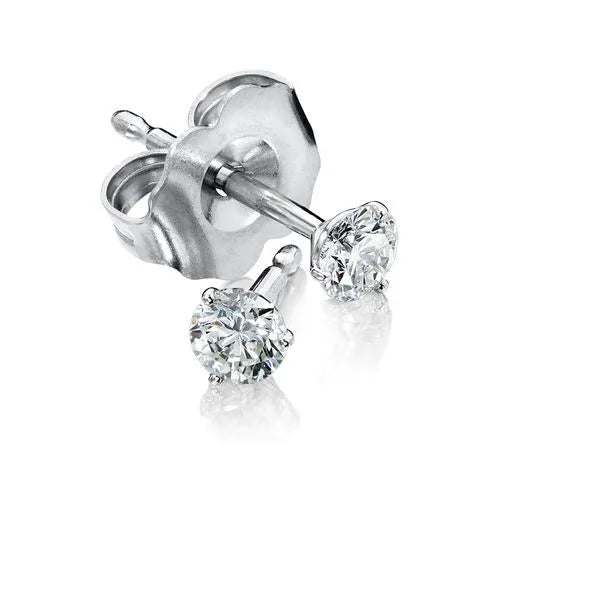 14K White Gold 1/10 Carat 3 Prong Stud Earrings