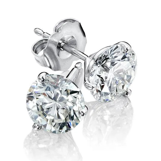 14K White Gold 1/4 Carat 3 Prong Stud Earrings